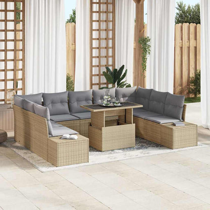 Set Divano da Giardino con cuscino 10 pcs beige e grigio chiaro | homemem39