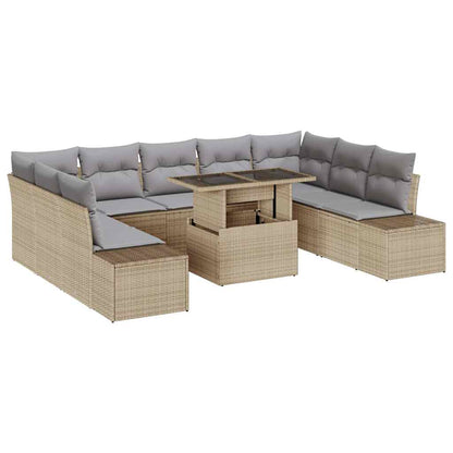 Set Divano da Giardino con cuscino 10 pcs beige e grigio chiaro | homemem39