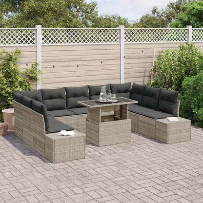 Set Divano da Giardino con cuscino 10 pcs Grigio chiaro | homemem39