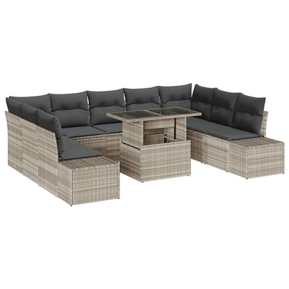 Set Divano da Giardino con cuscino 10 pcs Grigio chiaro | homemem39