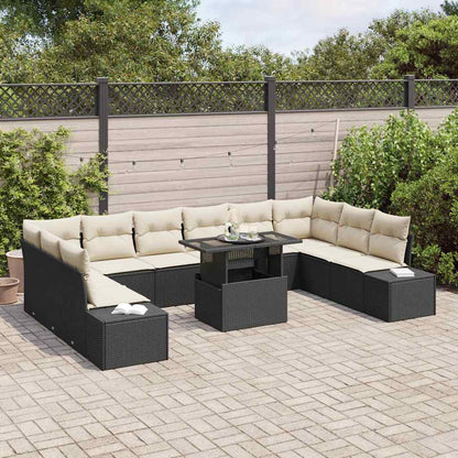 Set Divano da Giardino con cuscino 11 pcs Nero e crema | homemem39