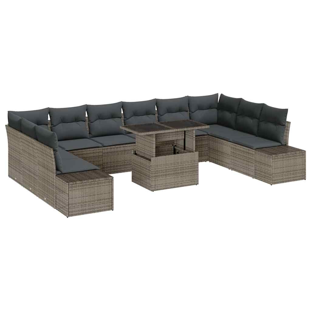 Set Divano da Giardino con cuscino 11 pcs Grigio