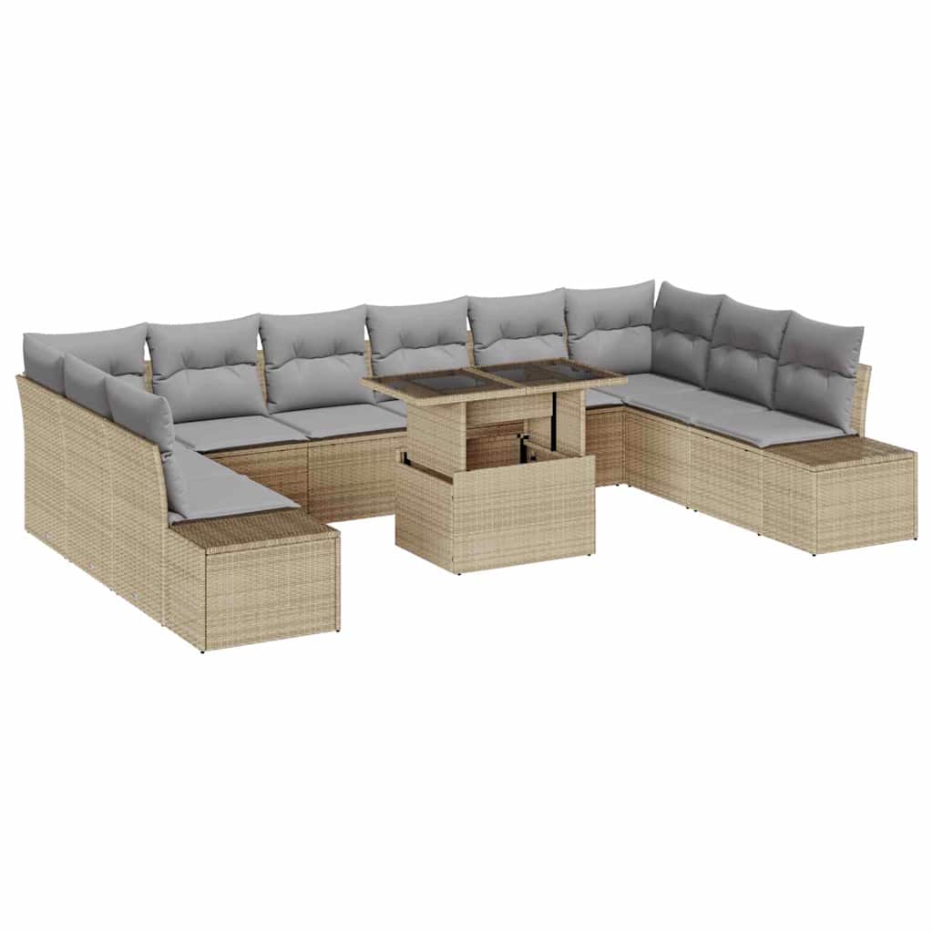 Set Divano da Giardino con cuscino 11 pcs beige e grigio chiaro | homemem39