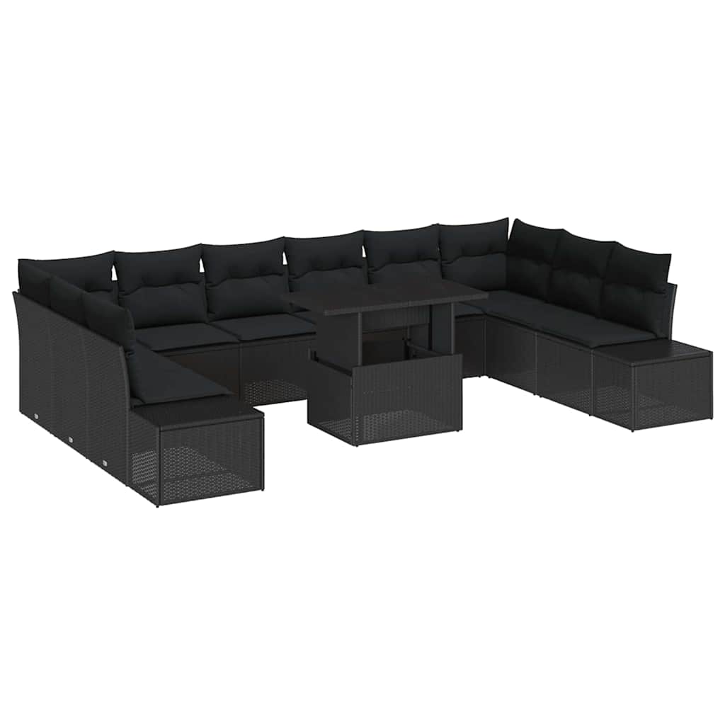 Set Divano da Giardino con cuscino 11 pcs Nero | homemem39