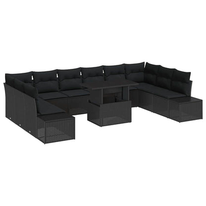 Set Divano da Giardino con cuscino 11 pcs Nero | homemem39