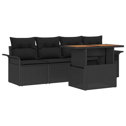 Set Divano da Giardino 5 pz Nero polyrattan | homemem39