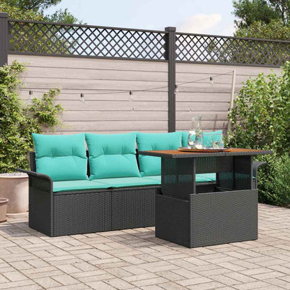 Set Divano da Giardino con cuscino 5 pcs Nero e blu | homemem39