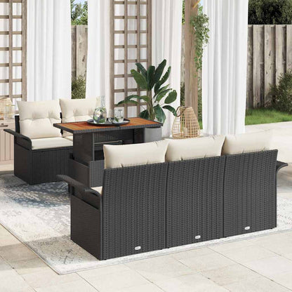 Set Divano da Giardino 6 pcs Nero e Crema polyrattan | homemem39