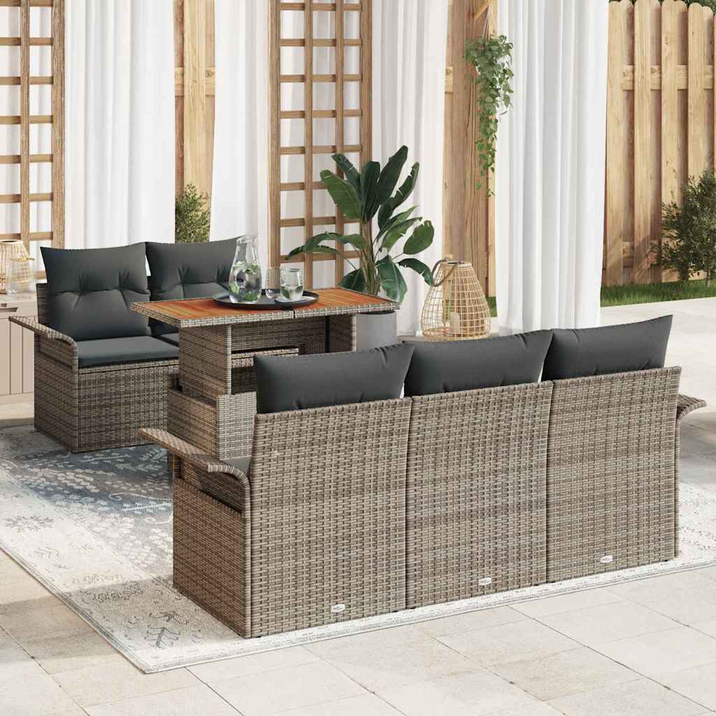 Set Divano da Giardino con cuscino 6 pcs Grigio polyrattan | homemem39