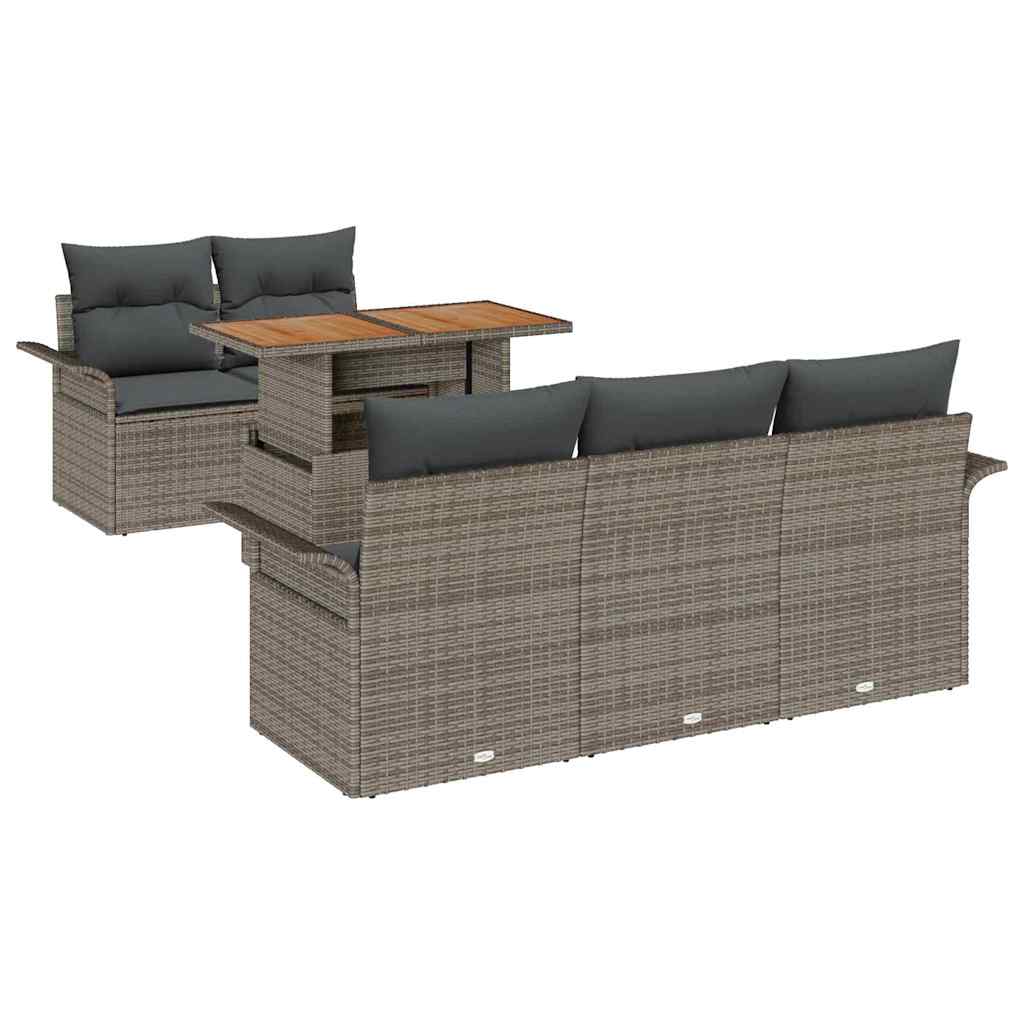 Set Divano da Giardino con cuscino 6 pcs Grigio polyrattan | homemem39
