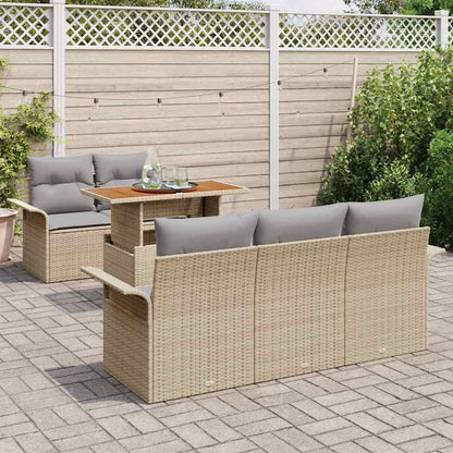 Set Divano da Giardino 6 pcs Beige e Grigio Chiaro polyrattan | homemem39