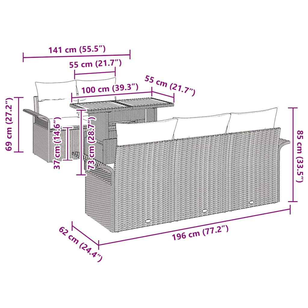 Set Divano da Giardino 6 pz Nero polyrattan | homemem39
