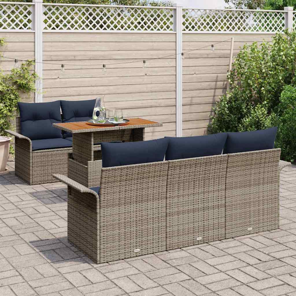 Set Divano da Giardino con cuscino 6 pcs grigio e blu navy | homemem39