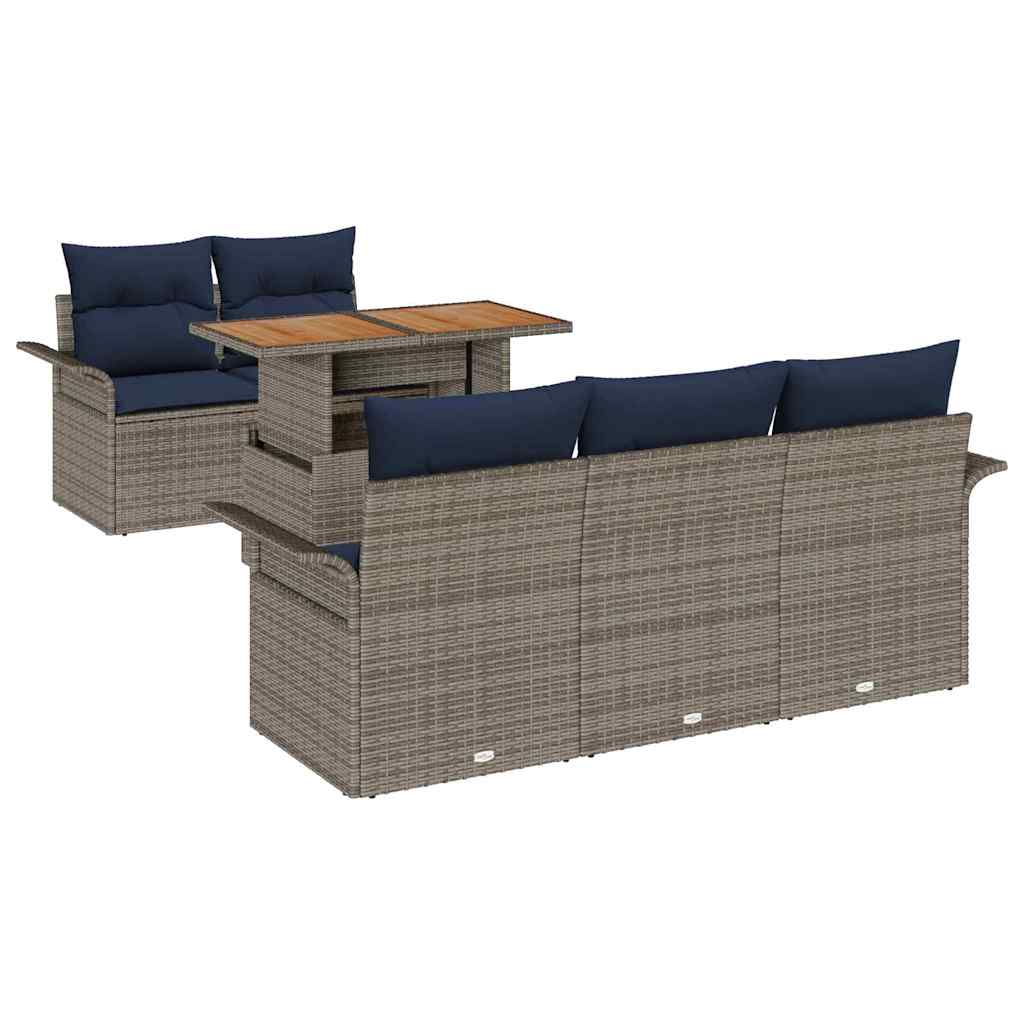 Set Divano da Giardino con cuscino 6 pcs grigio e blu navy | homemem39