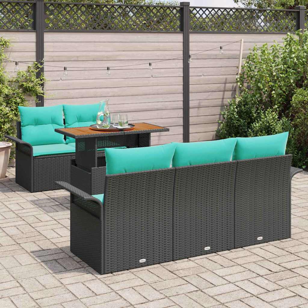 Set Divano da Giardino con cuscino 6 pcs Nero e blu | homemem39
