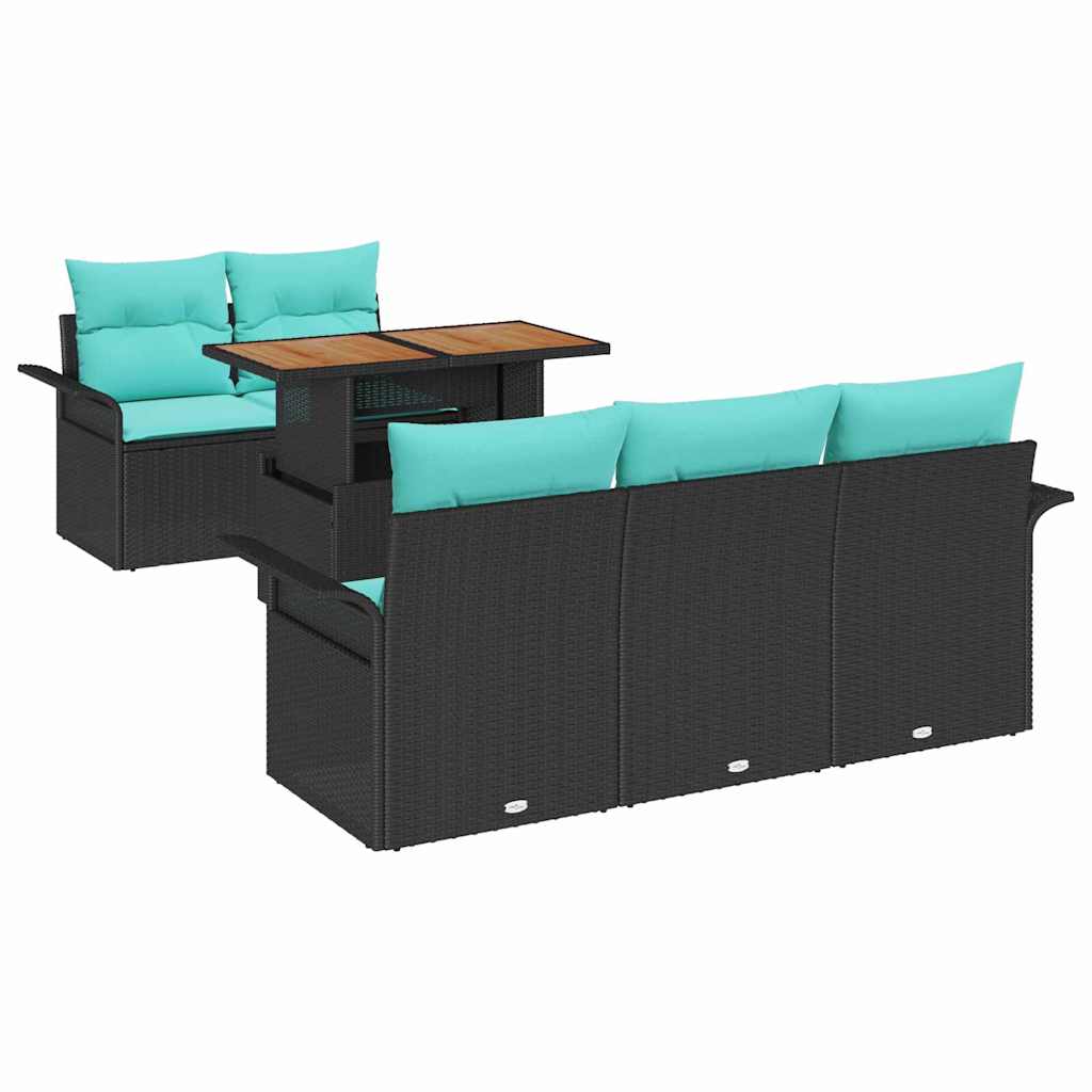 Set Divano da Giardino con cuscino 6 pcs Nero e blu | homemem39