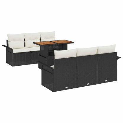 Set Divano da Giardino con cuscino 7 pcs Nero e crema | homemem39