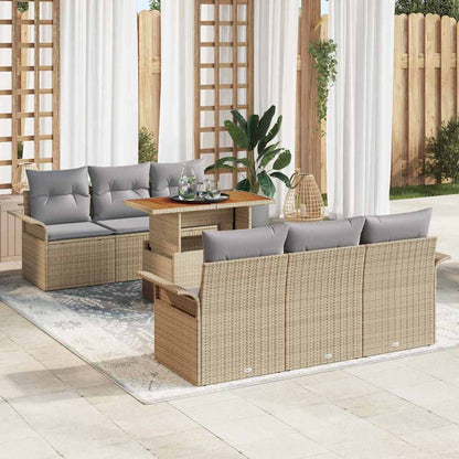 Set Divano da Giardino con cuscino 7 pcs beige e grigio chiaro | homemem39