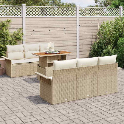 Set Divano da Giardino con cuscino 7 pcs beige e panna