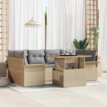 Set Divano da Giardino con cuscino 7 pcs beige e grigio chiaro | homemem39