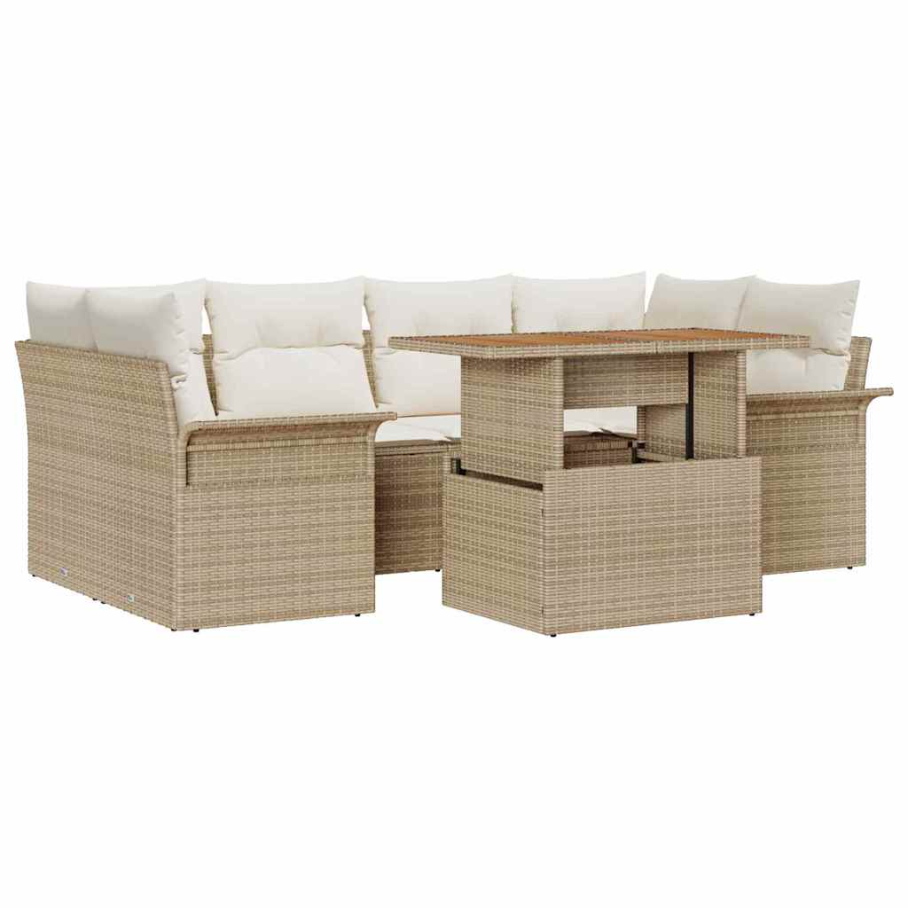 Set Divano da Giardino con cuscino 7 pcs beige e panna