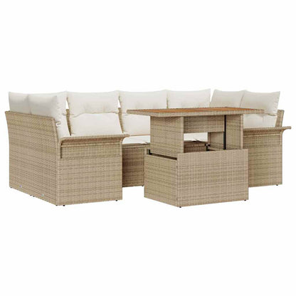 Set Divano da Giardino con cuscino 7 pcs beige e panna