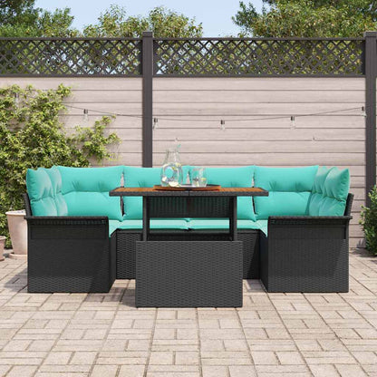Set Divano da Giardino con cuscino 7 pcs Nero e blu | homemem39