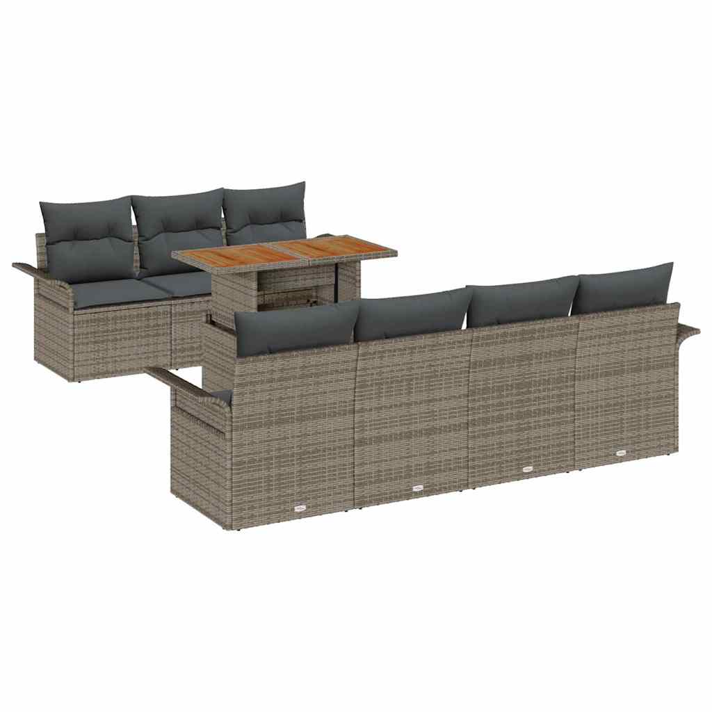 Set Divano da Giardino con cuscino 8 pcs Grigio | homemem39