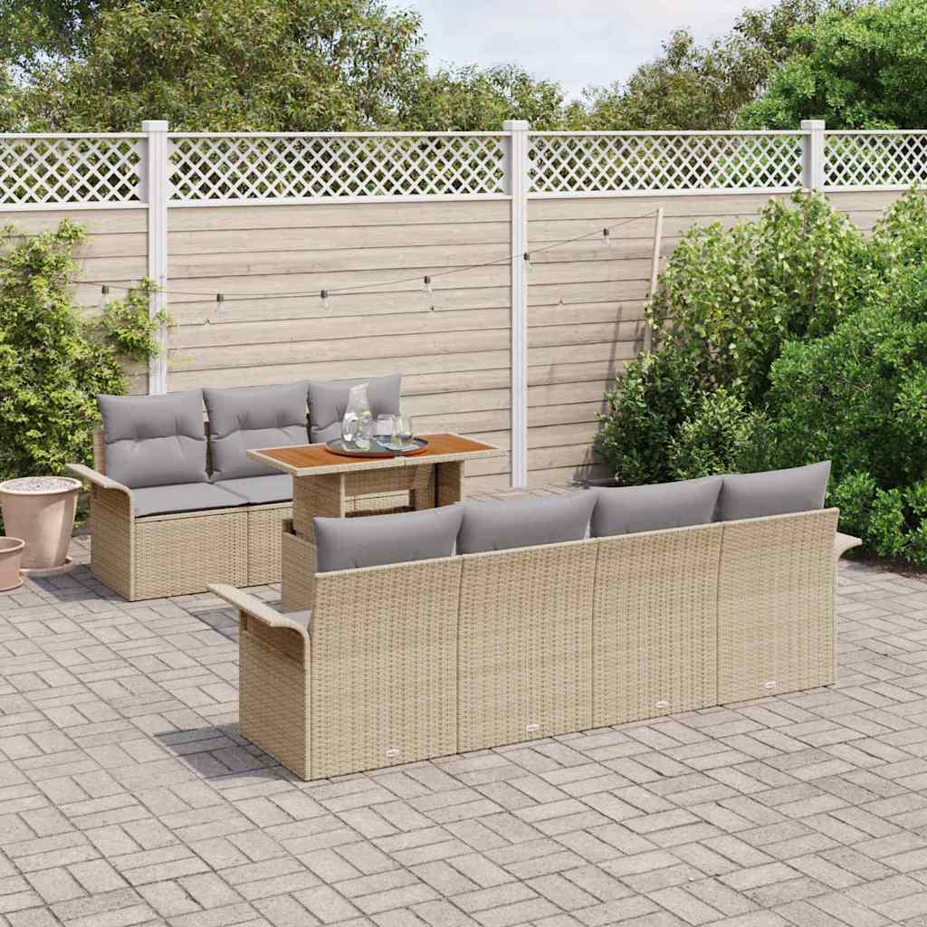 Set Divano da Giardino con cuscino 8 pcs beige e grigio chiaro | homemem39