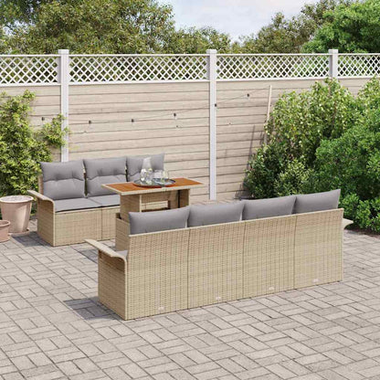 Set Divano da Giardino con cuscino 8 pcs beige e grigio chiaro | homemem39