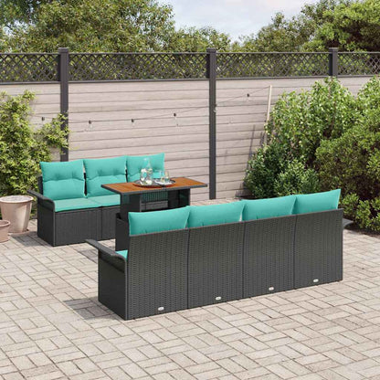 Set Divano da Giardino con cuscino 8 pcs Nero e blu | homemem39