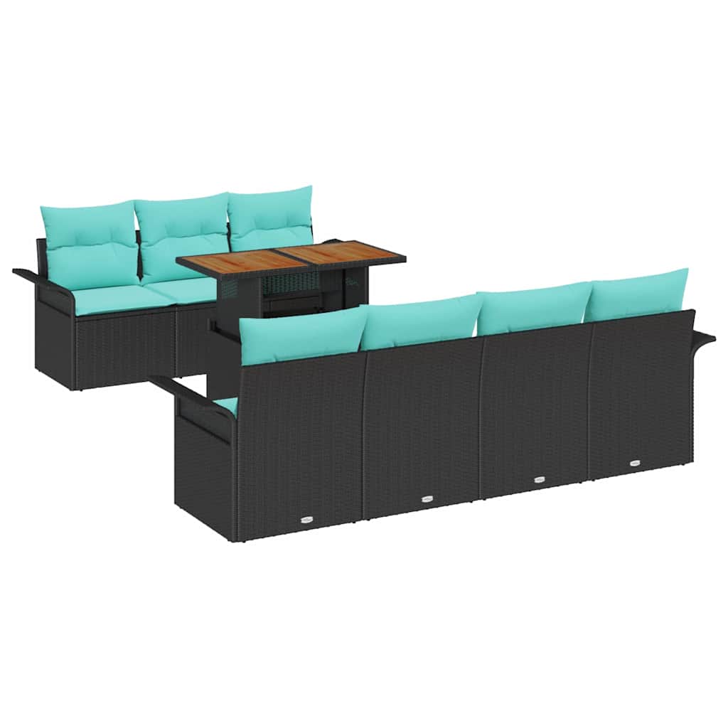 Set Divano da Giardino con cuscino 8 pcs Nero e blu | homemem39