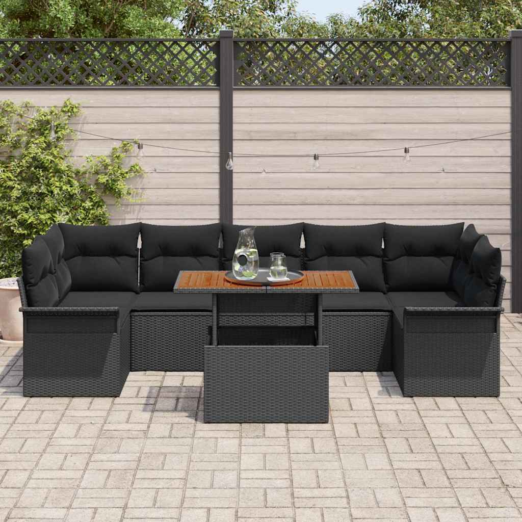 Set Divano da Giardino 8 pz Nero