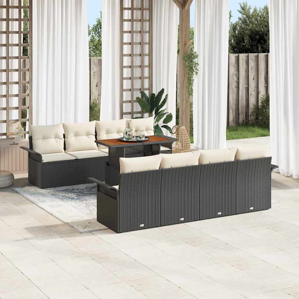 Set Divano da Giardino 7 pcs Nero e Crema polyrattan | homemem39