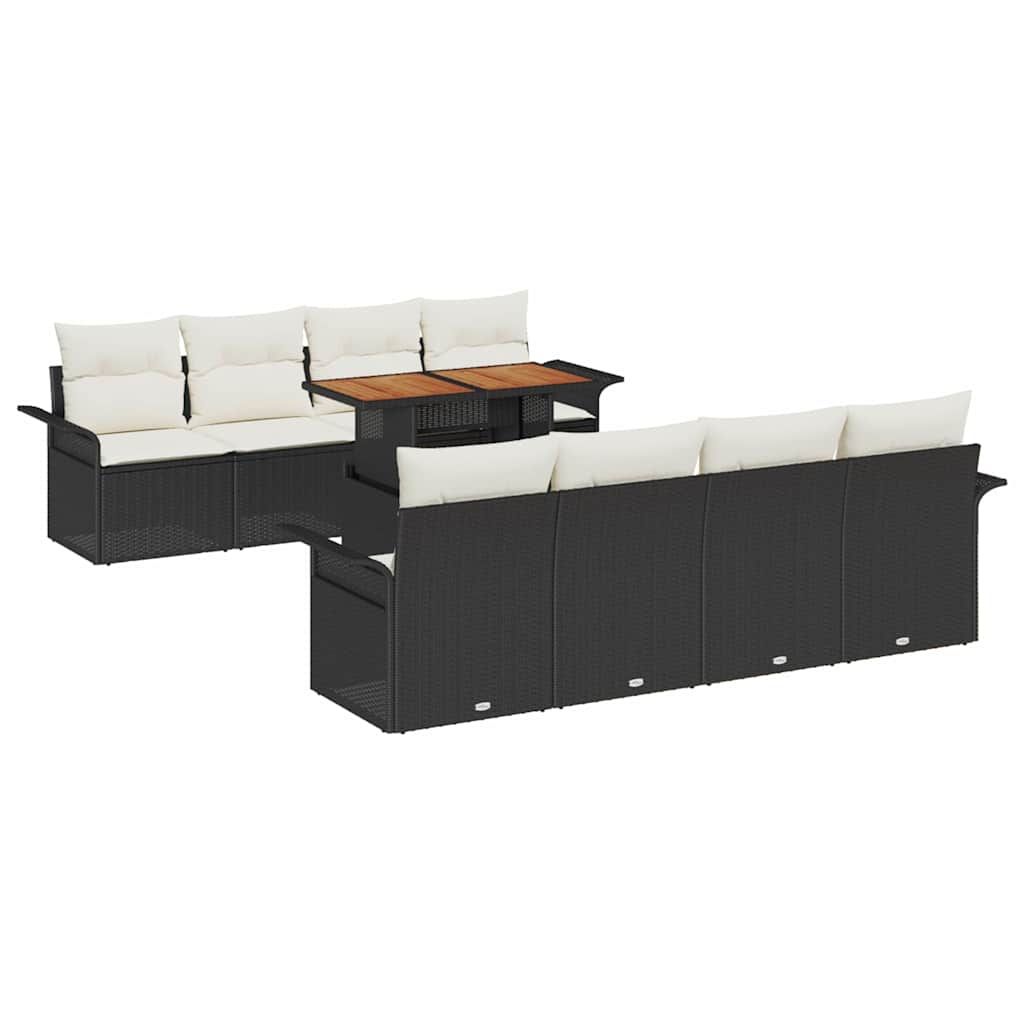 Set Divano da Giardino 7 pcs Nero e Crema polyrattan | homemem39