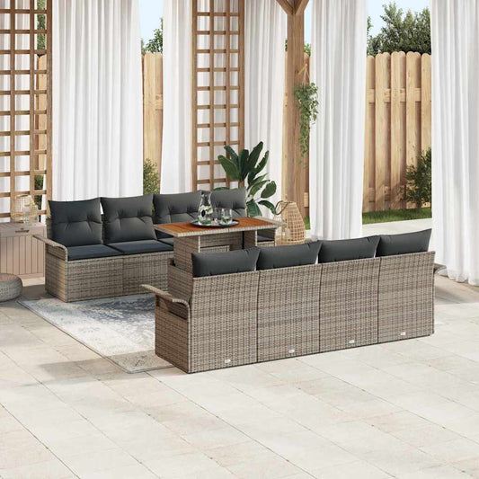 Set Divano da Giardino con cuscino 7 pcs Grigio polyrattan