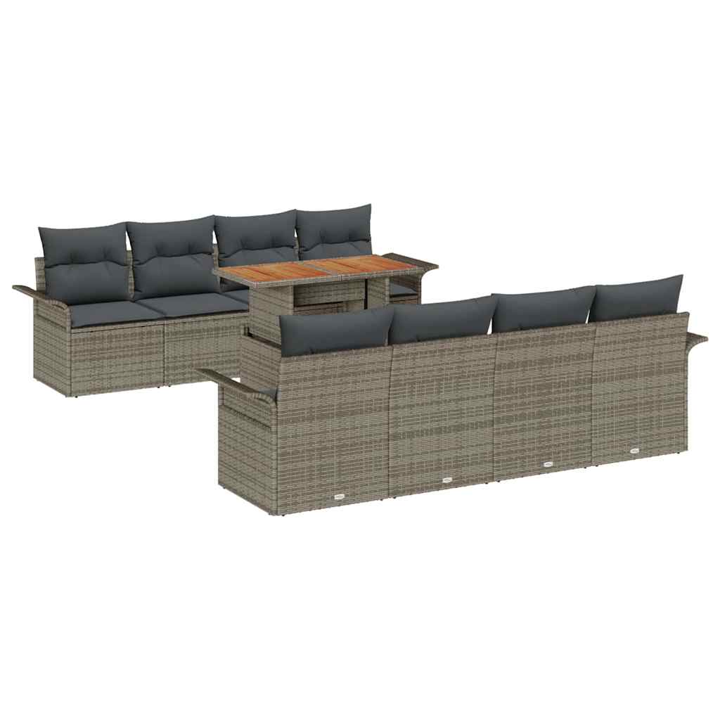 Set Divano da Giardino con cuscino 7 pcs Grigio polyrattan | homemem39