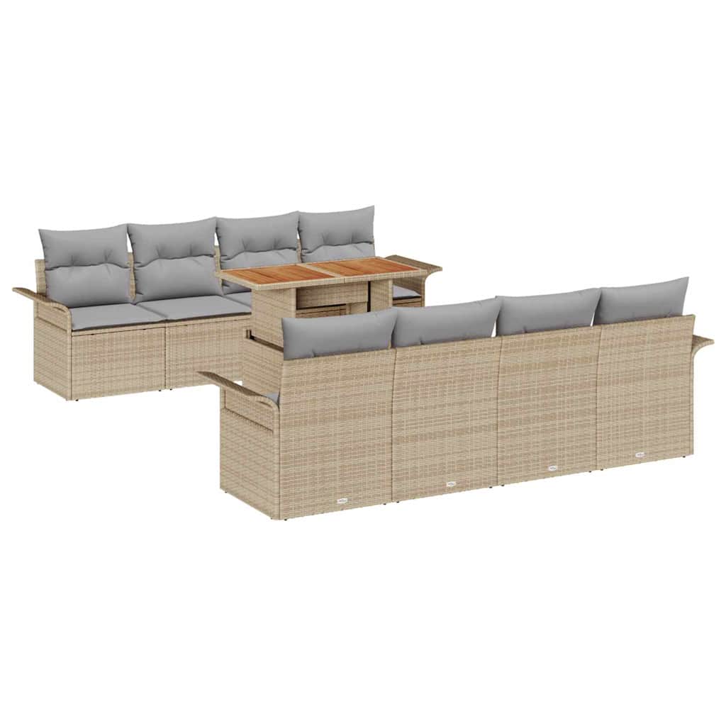 Set Divano da Giardino 7 pcs Beige e Grigio Chiaro polyrattan | homemem39