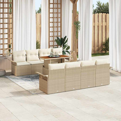 Set Divano da Giardino 7 pcs Beige e Crema polyrattan