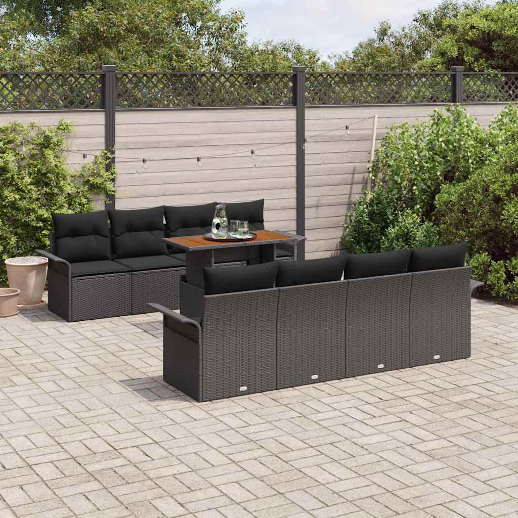 Set Divano da Giardino 7 pz Nero polyrattan