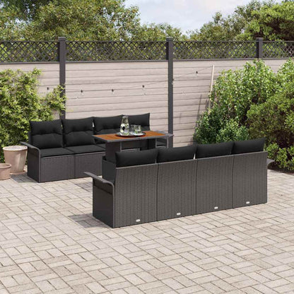 Set Divano da Giardino 7 pz Nero polyrattan
