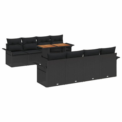 Set Divano da Giardino 7 pz Nero polyrattan