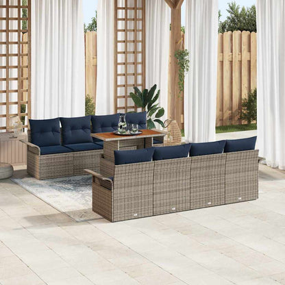 Set Divano da Giardino con cuscino 7 pcs grigio e blu navy | homemem39
