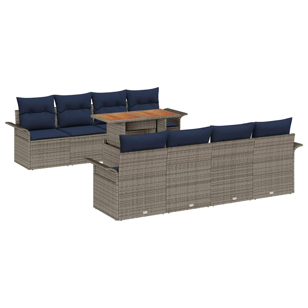 Set Divano da Giardino con cuscino 7 pcs grigio e blu navy | homemem39
