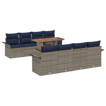 Set Divano da Giardino con cuscino 7 pcs grigio e blu navy | homemem39