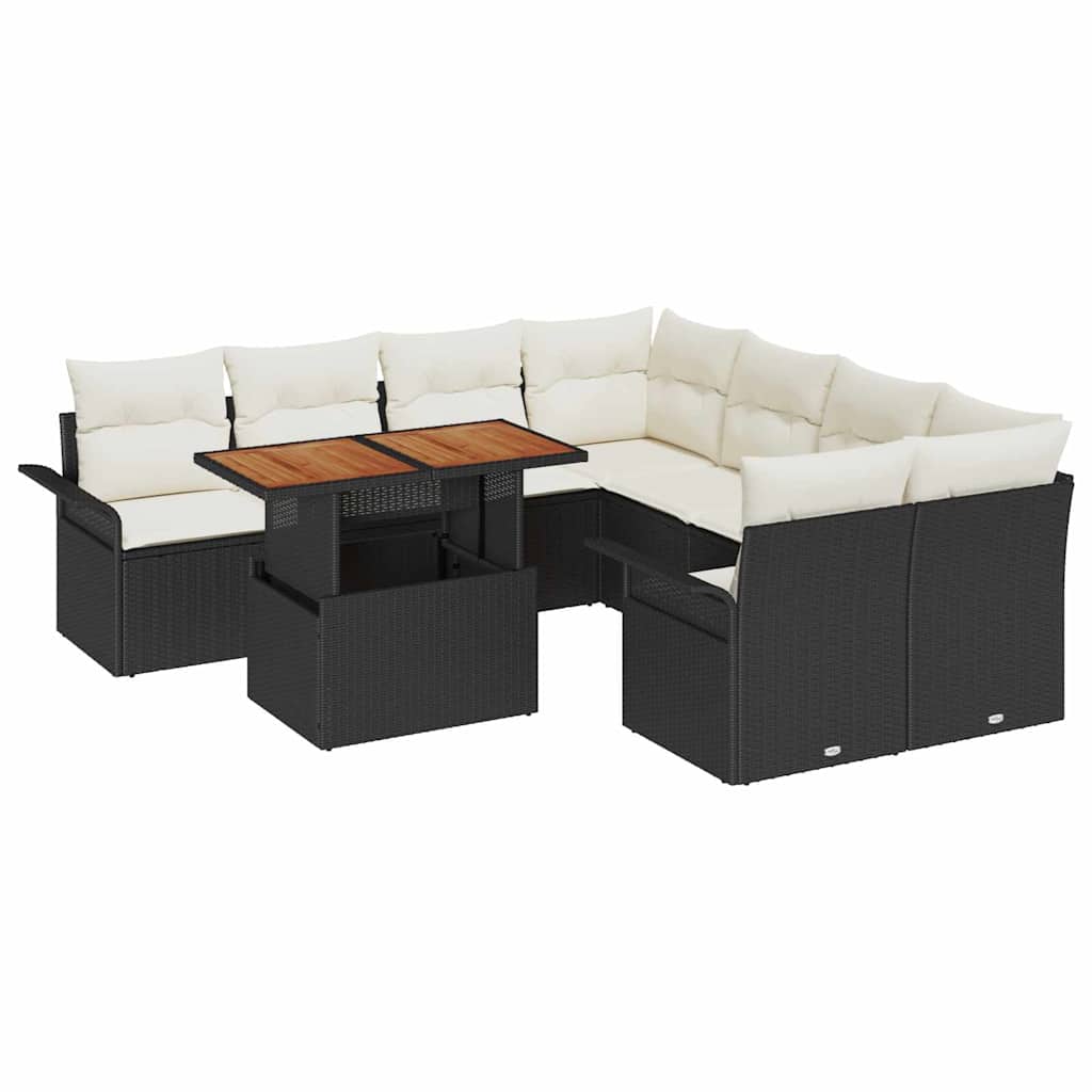Set Divano da Giardino con cuscino Nero e crema | homemem39