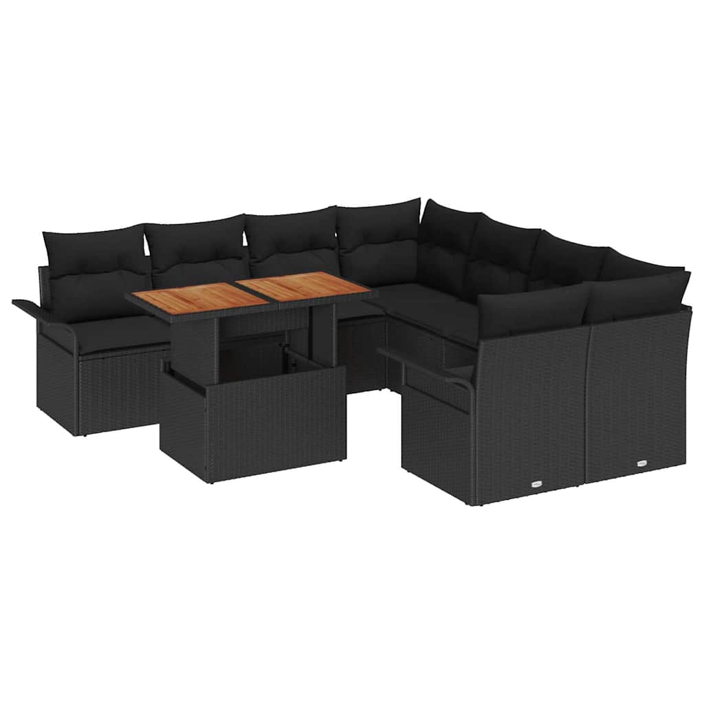 Set Divano da Giardino con cuscino Nero | homemem39