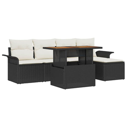 Set Divano da Giardino con cuscino 6 pcs Nero e crema | homemem39