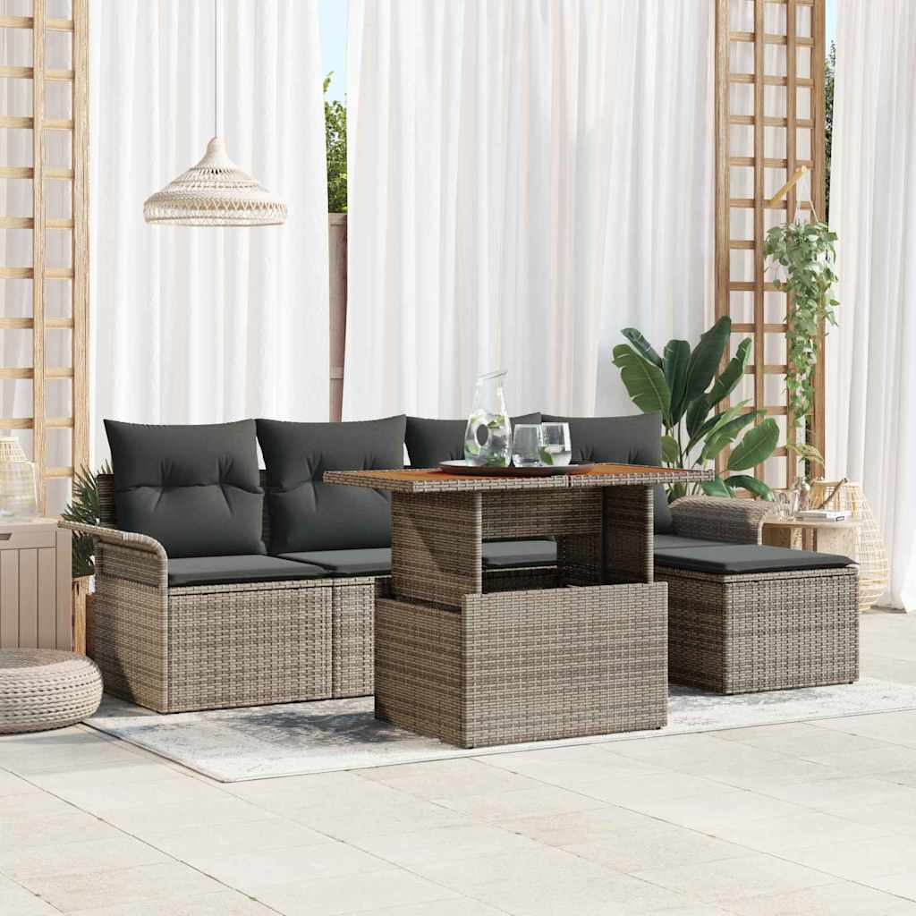 Set Divano da Giardino con cuscino 6 pcs Grigio | homemem39