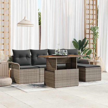 Set Divano da Giardino con cuscino 6 pcs Grigio | homemem39